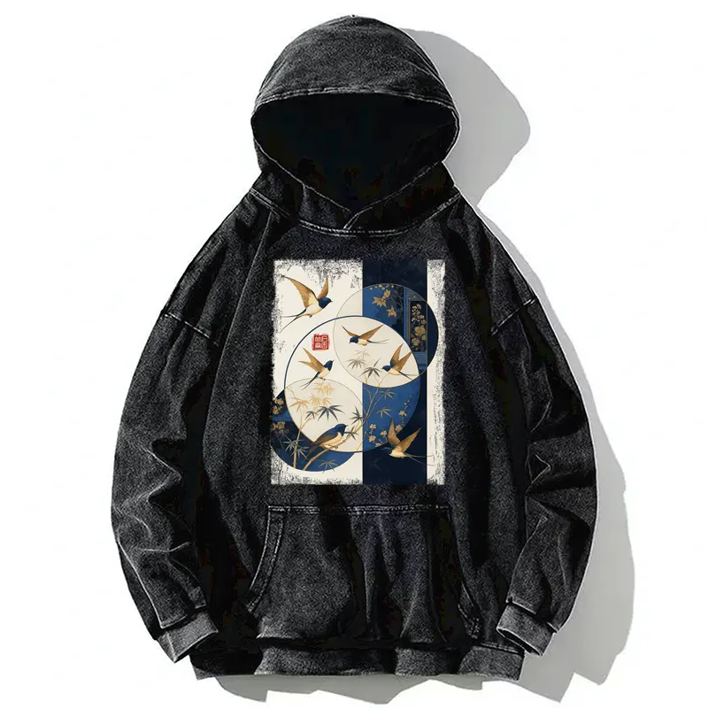 Tokyo-Tiger Swallows Among The Bamboo Washed Hoodie