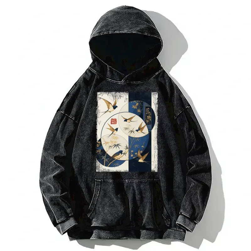 Tokyo-Tiger Swallows Among The Bamboo Washed Hoodie