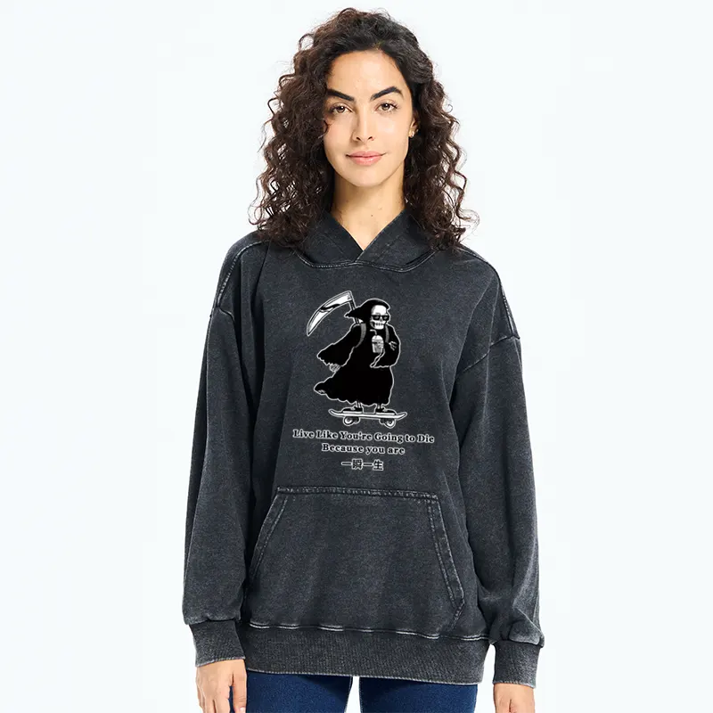 Tokyo-Tiger Death Skateboard Washed Hoodie