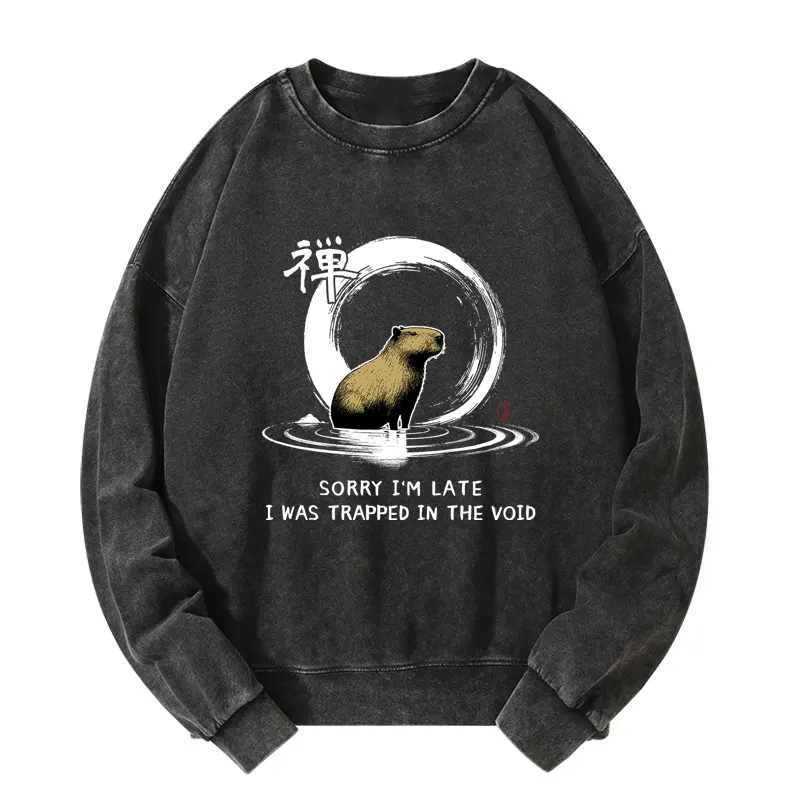 Tokyo-Tiger Zen Capybara Was Trapped In The Void Washed Sweatshirt