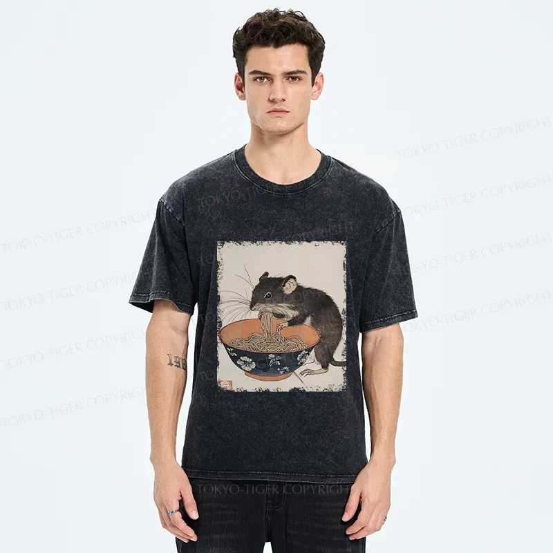 Tokyo-Tiger Mouse Steals Ramen Washed T-Shirt