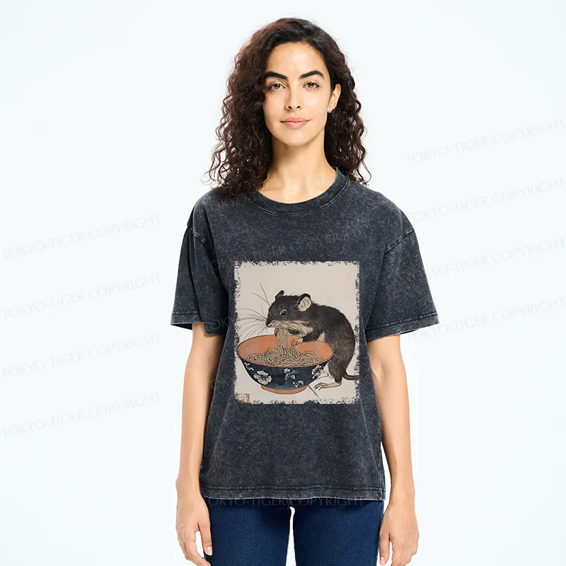 Tokyo-Tiger Mouse Steals Ramen Washed T-Shirt