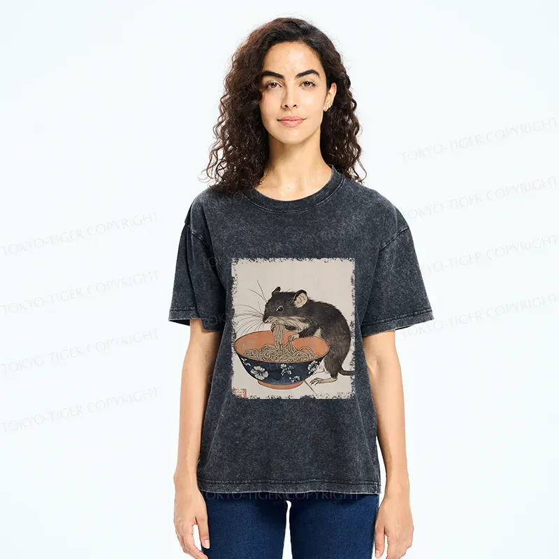 Tokyo-Tiger Mouse Steals Ramen Washed T-Shirt