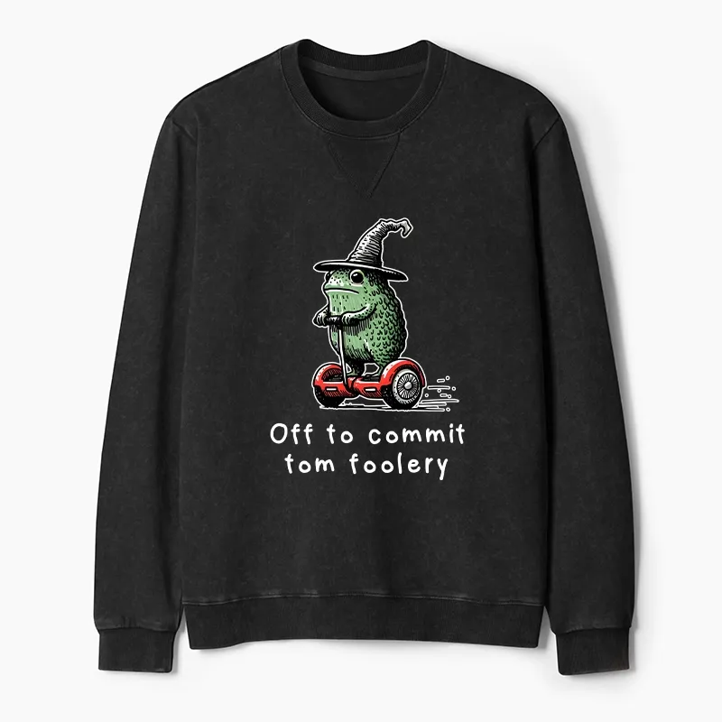 Tokyo-Tiger Frog Riding A Balance Scooter Washed Terry Sweatshirt