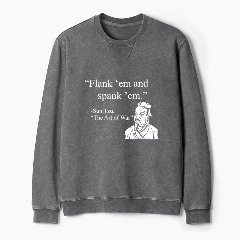 Tokyo-Tiger The Art Of War Funny Washed Terry Sweatshirt