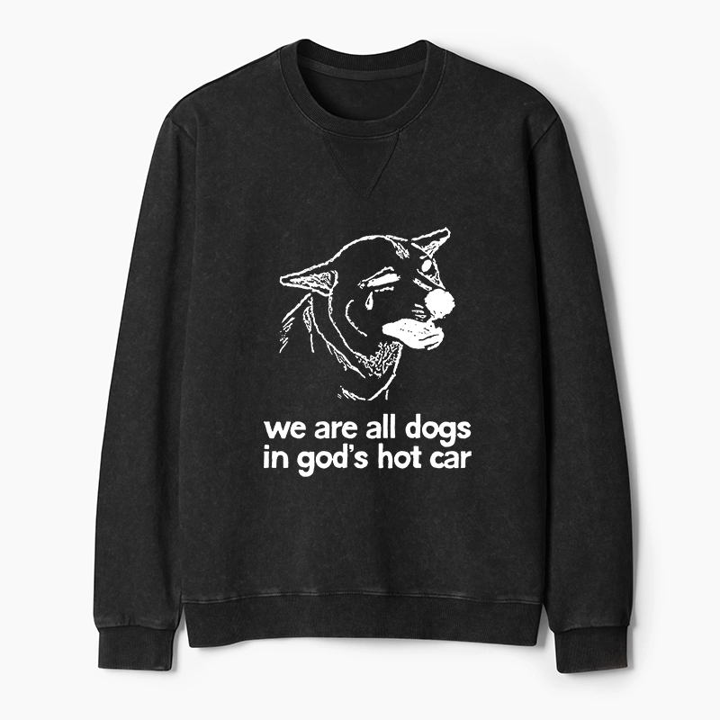 Tokyo-Tiger Sad Dog Funny Washed Terry Sweatshirt