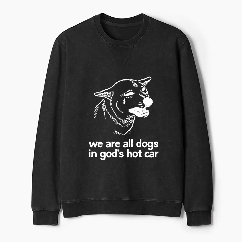 Tokyo-Tiger Sad Dog Funny Washed Terry Sweatshirt