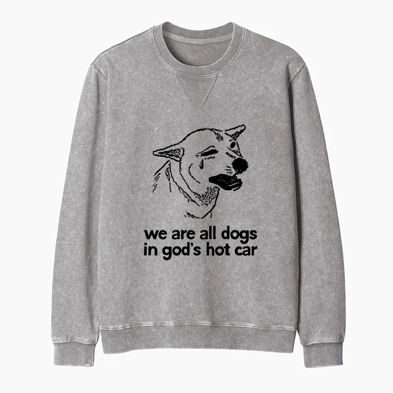 Tokyo-Tiger Sad Dog Funny Washed Terry Sweatshirt