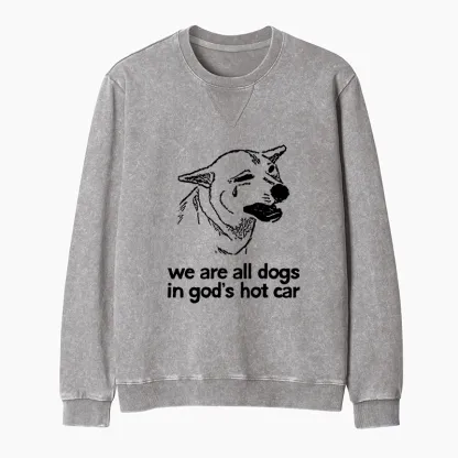 Tokyo-Tiger Sad Dog Funny Washed Terry Sweatshirt