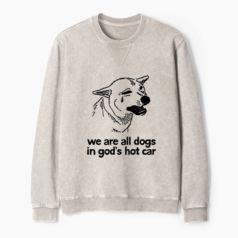 Tokyo-Tiger Sad Dog Funny Washed Terry Sweatshirt