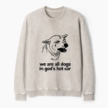 Tokyo-Tiger Sad Dog Funny Washed Terry Sweatshirt