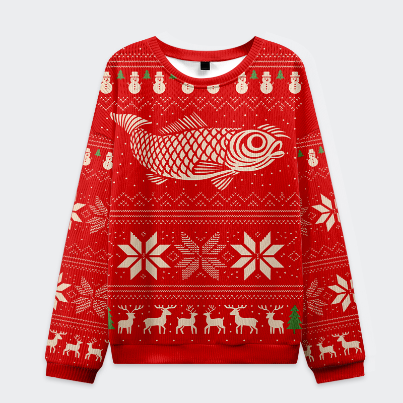 Tokyo-Tiger Fish Snow Japanese Christmas Ugly Sweater