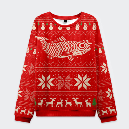 Tokyo-Tiger Fish Snow Japanese Christmas Ugly Sweater