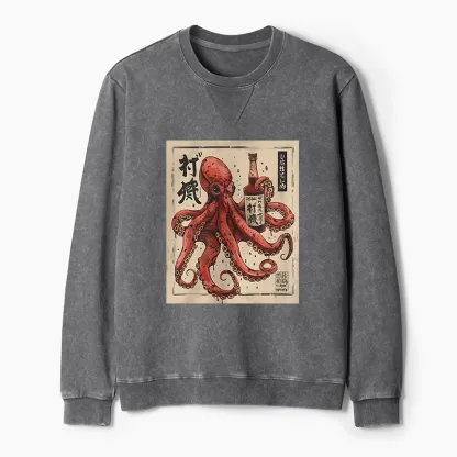 Tokyo-Tiger Osaka Saké Octopus Washed Terry Sweatshirt