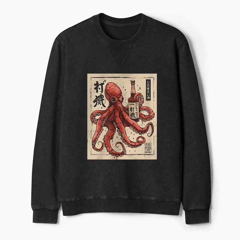 Tokyo-Tiger Osaka Saké Octopus Washed Terry Sweatshirt