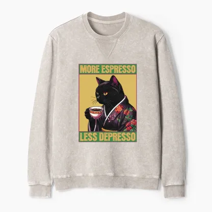 Tokyo-Tiger Up Caffeine Down Depression Washed Terry Sweatshirt