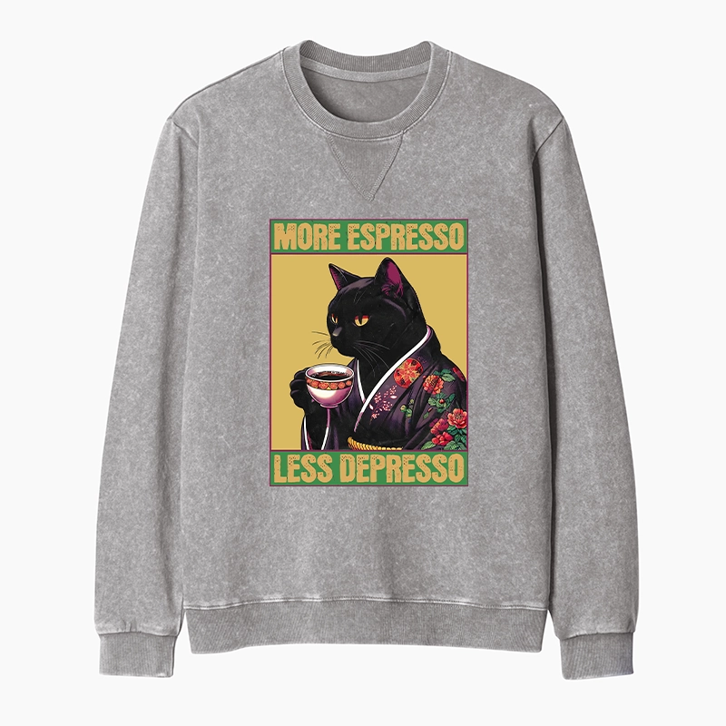 Tokyo-Tiger Up Caffeine Down Depression Washed Terry Sweatshirt