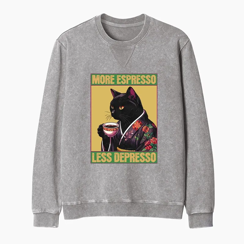 Tokyo-Tiger Up Caffeine Down Depression Washed Terry Sweatshirt