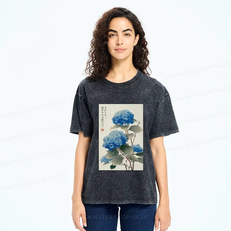 Tokyo-Tiger Hydrangeas: A Reflection of the Soul Washed T-Shirt
