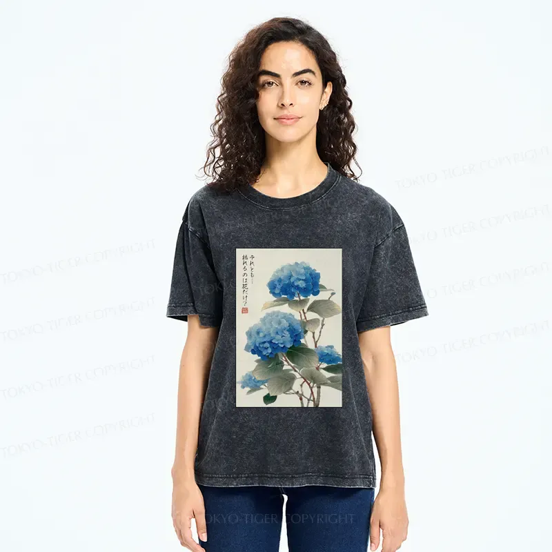 Tokyo-Tiger Hydrangeas: A Reflection of the Soul Washed T-Shirt