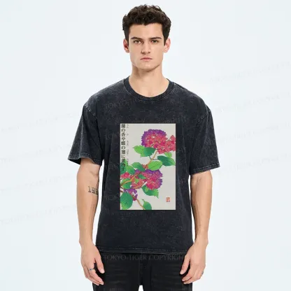 Tokyo-Tiger Purple Hydrangea Washed T-Shirt