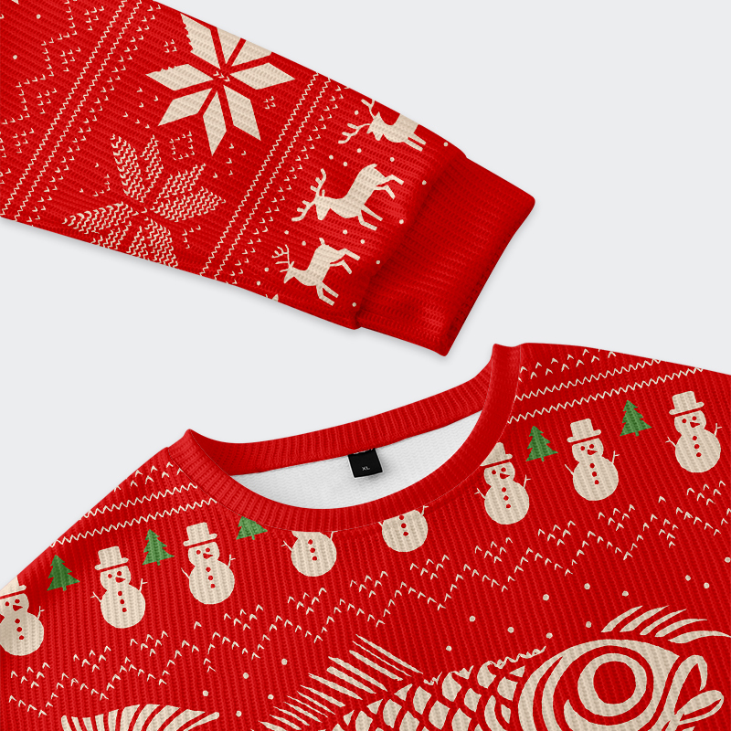 Tokyo-Tiger Fish Snow Japanese Christmas Ugly Sweater
