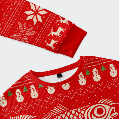 Tokyo-Tiger Fish Snow Japanese Christmas Ugly Sweater