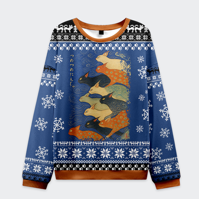 Tokyo-Tiger The Great Wave Japanese Christmas Ugly Sweater Sale