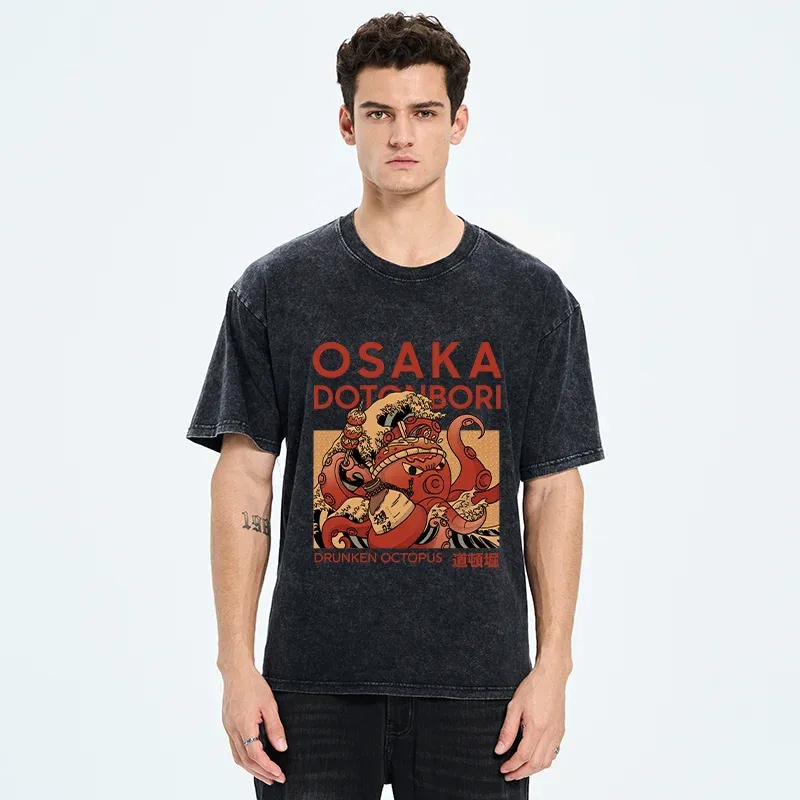 Tokyo-Tiger Osaka Octopus Monster Washed T-Shirt
