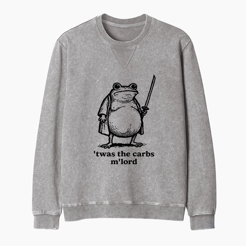 Tokyo-Tiger Funny Fat Samurai Frog Washed Terry Sweatshirt
