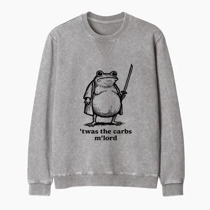 Tokyo-Tiger Funny Fat Samurai Frog Washed Terry Sweatshirt