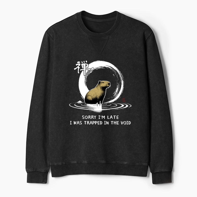 Tokyo-Tiger Zen Capybara Was Trapped In The Void Washed Terry Sweatshirt
