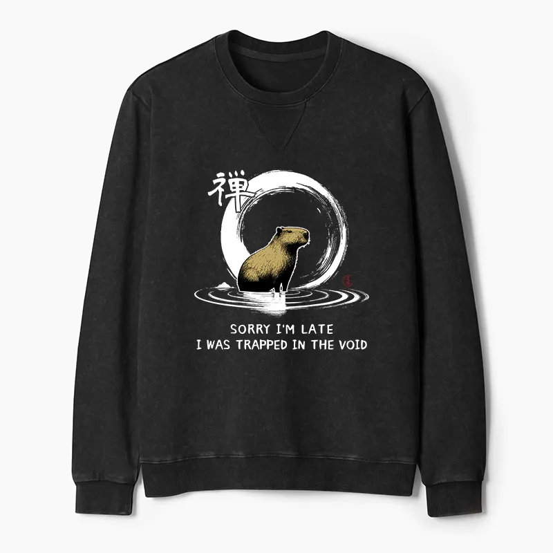 Tokyo-Tiger Zen Capybara Was Trapped In The Void Washed Terry Sweatshirt