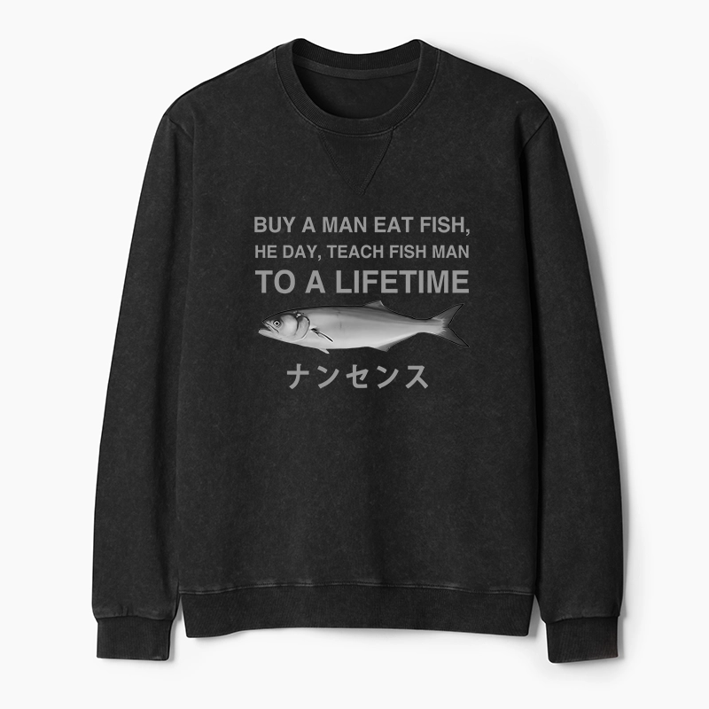 Tokyo-Tiger Funny To A Lifetime Washed Terry Sweatshirt