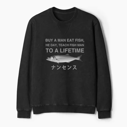 Tokyo-Tiger Funny To A Lifetime Washed Terry Sweatshirt