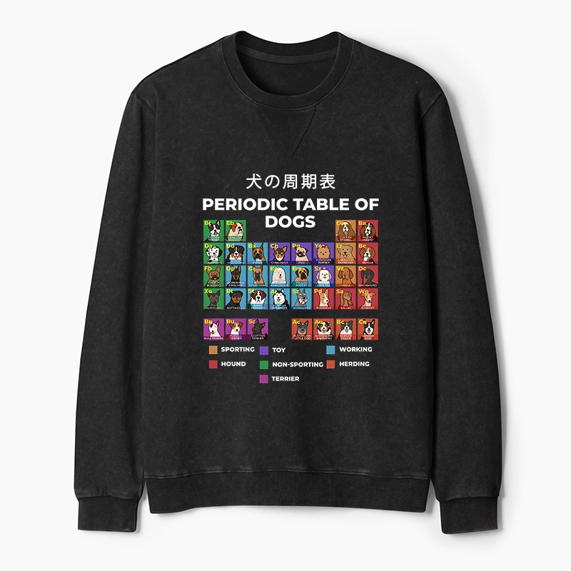 Tokyo-Tiger Periodic Table Of Dogs Washed Terry Sweatshirt