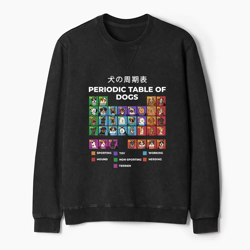 Tokyo-Tiger Periodic Table Of Dogs Washed Terry Sweatshirt