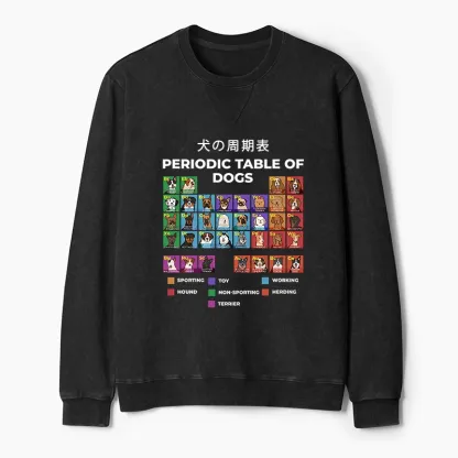 Tokyo-Tiger Periodic Table Of Dogs Washed Terry Sweatshirt