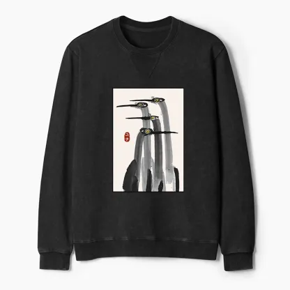 Tokyo-Tiger Japanese Crane Poster Washed Terry Sweatshirt