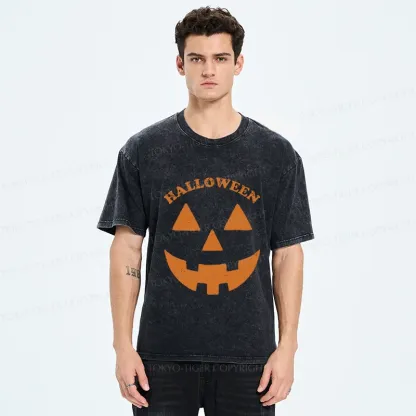 Tokyo-Tiger Fun Pumpkin Lantern Washed T-Shirt