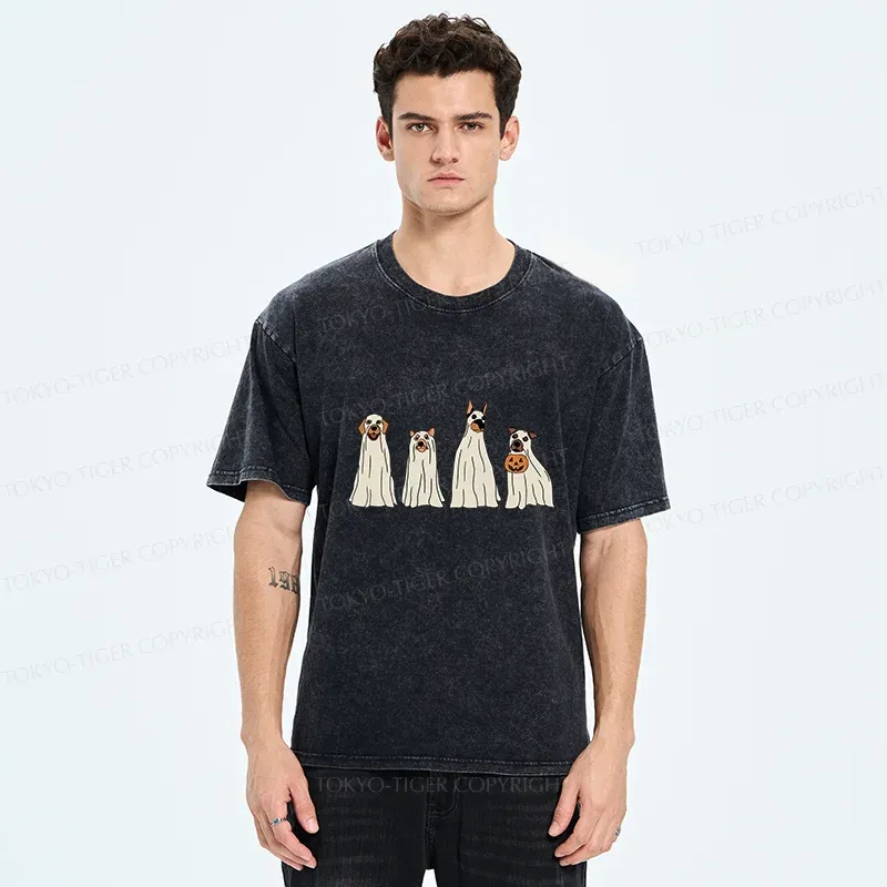 Tokyo-Tiger Halloween Puppies Washed T-Shirt