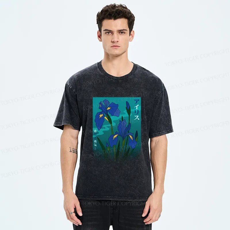 Tokyo-Tiger Iris flower-Hope and Courage Poster Washed T-Shirt