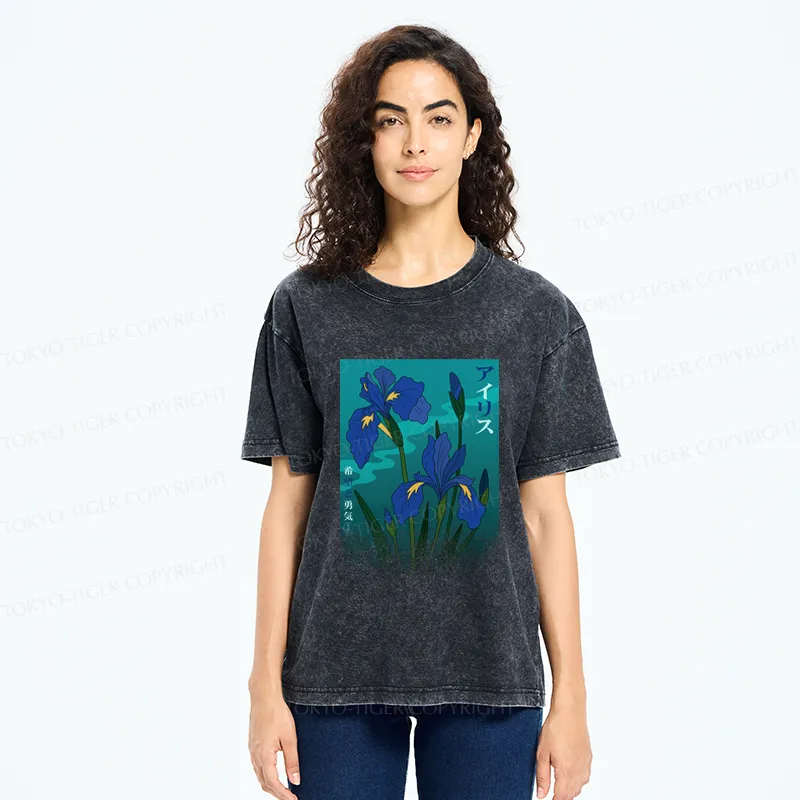 Tokyo-Tiger Iris flower-Hope and Courage Poster Washed T-Shirt