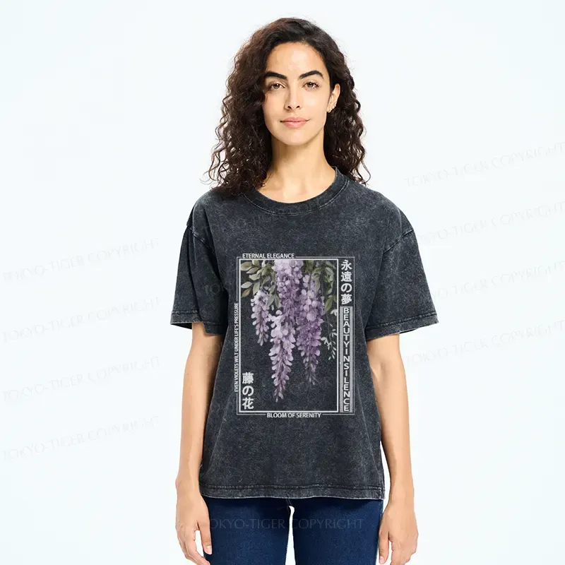Tokyo-Tiger Whispers of the Wisteria Washed T-Shirt