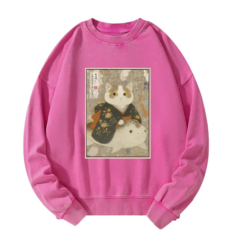 Tokyo-Tiger The Cat and the Art of Getting Lost Washed Sweatshirt