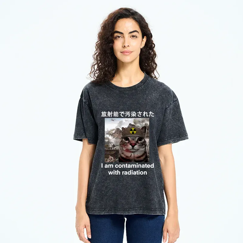 Tokyo-Tiger Cat Suffering From Nuclear Radiation Washed T-Shirt