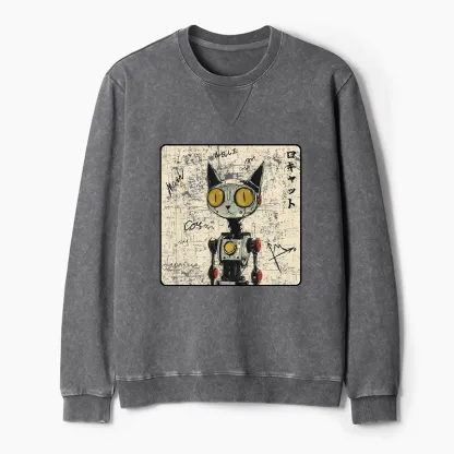 Tokyo-Tiger Robot Cat Washed Terry Sweatshirt