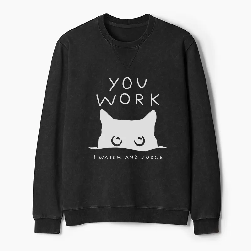 Tokyo-Tiger A Cat That Spies Washed Terry Sweatshirt