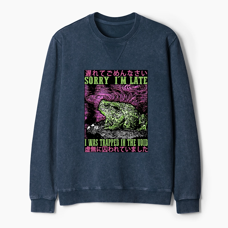 Tokyo-Tiger Frogs Trapped In The Void Washed Terry Sweatshirt