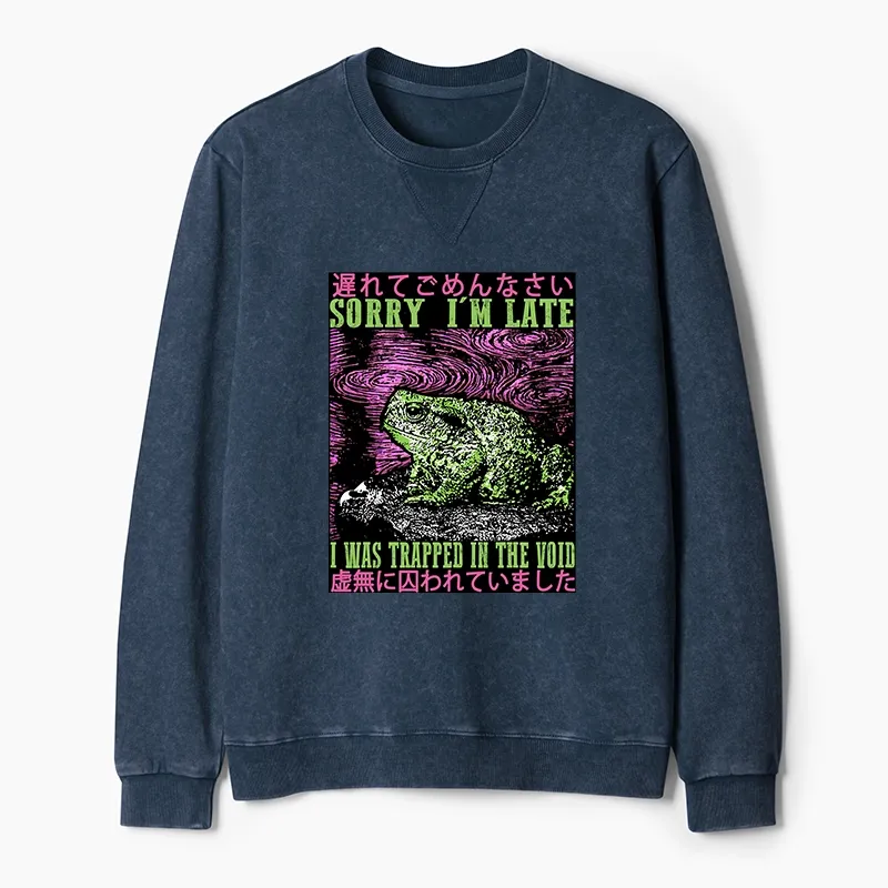 Tokyo-Tiger Frogs Trapped In The Void Washed Terry Sweatshirt